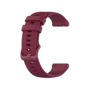 For Ticwatch E Checkered Silicone Watch Band(Wine Red)