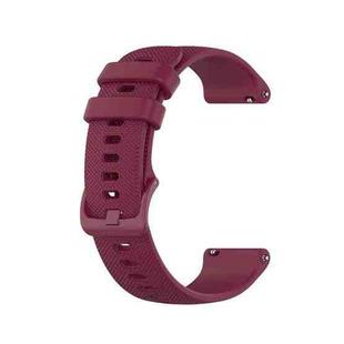For Ticwatch Pro 3 Lite Checkered Silicone Watch Band(Wine Red)