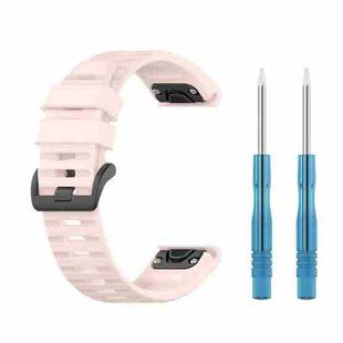 For Garmin Fenix 7X 26mm Solid Color Silicone Quick Release Watch Band(Light Pink)