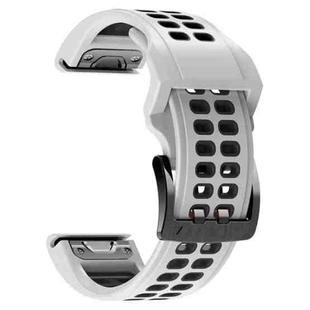 For Garmin Fenix 7 22mm Two-Color Two-Hole Silicone Quick Release Watch Band(White Black)