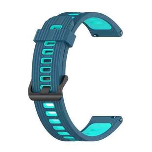 For Garmin Move Style 20mm Striped Mixed-Color Silicone Watch Band(Dark Blue+Light Blue)