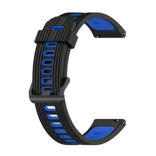 For Garmin Venu SQ 20mm Striped Mixed-Color Silicone Watch Band(Black+Blue)