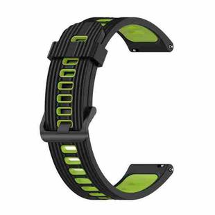 For Garmin Venu SQ 20mm Striped Mixed-Color Silicone Watch Band(Black+Lime)