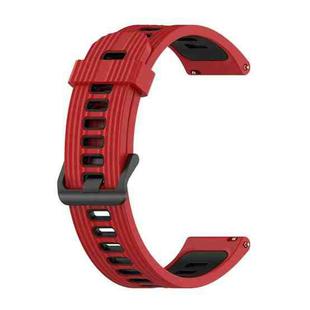 For Garmin Venu SQ 20mm Striped Mixed-Color Silicone Watch Band(Red+Black)