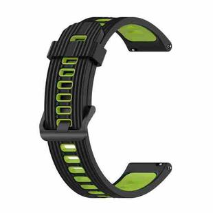 For Garmin Forerunner 645 Music 20mm Striped Mixed-Color Silicone Watch Band(Black+Lime)