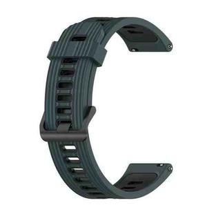 For Garmin Venu 2 Plus 20mm Striped Mixed-Color Silicone Watch Band(Olive Green+Black)