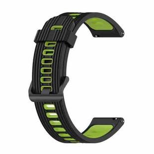 For Garmin Venu 2 Plus 20mm Striped Mixed-Color Silicone Watch Band(Black+Lime)