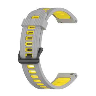 For Garmin Move Sport 20mm Striped Mixed-Color Silicone Watch Band(Gray+Yellow)