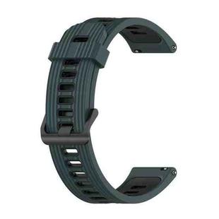 For Garmin Move 3 20mm Striped Mixed-Color Silicone Watch Band(Olive Green+Black)