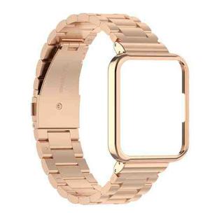 For Xiaomi Redmi Watch 2 2 in 1 Three-bead Metal Watch Band with Watch Frame(Rose Gold)