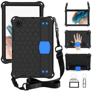 For Galaxy Tab A8 10.5 2021 X200/X205 Honeycomb EVA+PC Tablet Case with Strap(Black+Blue)