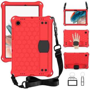 For Galaxy Tab A8 10.5 2021 X200/X205 Honeycomb EVA+PC Tablet Case with Strap(Red +Black)