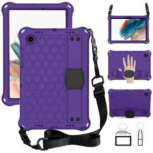 For Galaxy Tab A8 10.5 2021 X200/X205 Honeycomb EVA+PC Tablet Case with Strap(Purple+Black)