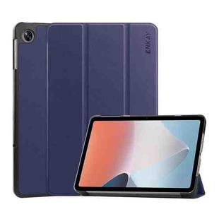 For OPPO Pad Air ENKAY Tri-fold Custer Texture Leather Smart Tablet Case(Dark Blue)