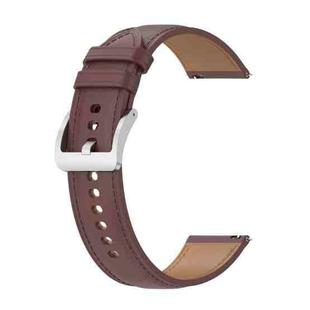 For Huawei Watch GT 3 46mm Calf Texture Sewing Thread Watch Band (Dark Brown)