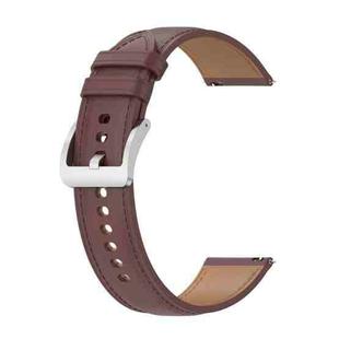 For Huawei Watch 3 / Watch 3 Pro Calf Texture Sewing Thread Watch Band (Dark Brown)