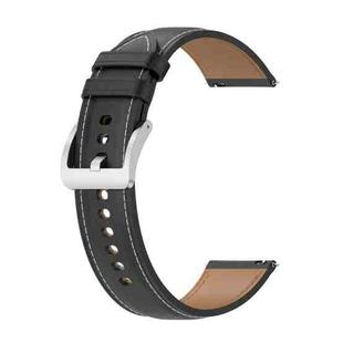 For Huawei Watch GT 2 Pro / Watch GT 2e / Watch GT 42mm / 46mm Calf Texture Sewing Thread Watch Band (Black)