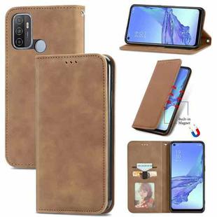For OPPO A53 5G Retro Skin Feel Magnetic Horizontal Flip Leather Phone Case(Brown)
