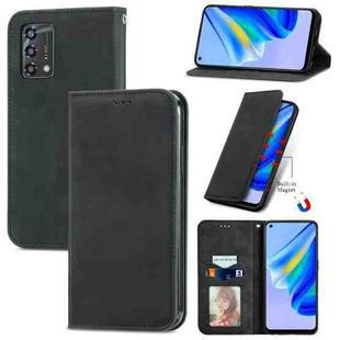 For OPPO A95 4G Retro Skin Feel Magnetic Horizontal Flip Leather Phone Case(Black)