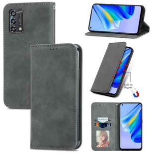 For OPPO A95 5G Retro Skin Feel Magnetic Horizontal Flip Leather Phone Case(Gray)