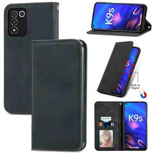 For OPPO K9s Retro Skin Feel Magnetic Horizontal Flip Leather Phone Case(Black)