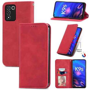 For OPPO K9s Retro Skin Feel Magnetic Horizontal Flip Leather Phone Case(Red)