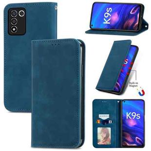 For OPPO K9s Retro Skin Feel Magnetic Horizontal Flip Leather Phone Case(Blue)