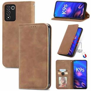 For OPPO K9s Retro Skin Feel Magnetic Horizontal Flip Leather Phone Case(Brown)