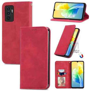 For vivo S10e Retro Skin Feel Magnetic Horizontal Flip Leather Phone Case(Red)