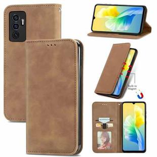 For vivo S10e Retro Skin Feel Magnetic Horizontal Flip Leather Phone Case(Brown)