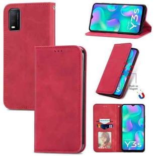 For vivo Y3s 2021 Retro Skin Feel Magnetic Horizontal Flip Leather Phone Case(Red)