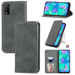 For vivo Y3s 2021 Retro Skin Feel Magnetic Horizontal Flip Leather Phone Case(Gray)