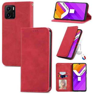 For vivo Y15S Retro Skin Feel Magnetic Horizontal Flip Leather Phone Case(Red)