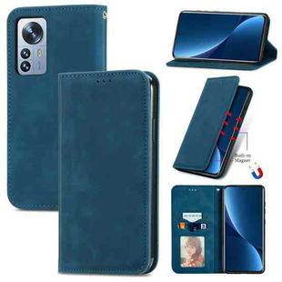 For Xiaomi 12 Pro Retro Skin Feel Magnetic Flip Leather Phone Case(Blue)