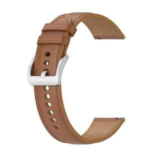 For Samsung Galaxy Watch 3 45mm Calf Texture Sewing Thread Watch Band(Ligeh Brown)