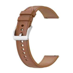 For Samsung Galaxy Watch 4 Calf Texture Sewing Thread Watch Band(Light Brown)
