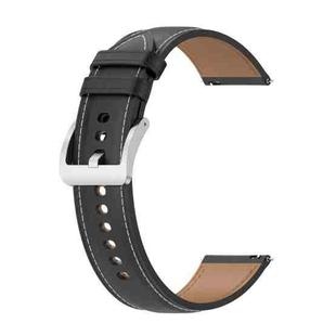 For Samsung Galaxy Watch 3 41mm / Watch 42mm Calf Texture Sewing Thread Watch Band(Black)