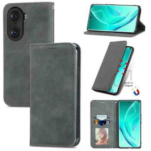 For Honor 60 Pro Retro Skin Feel Magnetic Horizontal Flip Leather Phone Case(Gray)