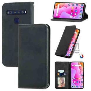 For TCL 10L Retro Skin Feel Magnetic Horizontal Flip Leather Phone Case(Black)