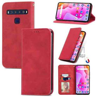 For TCL 10L Retro Skin Feel Magnetic Horizontal Flip Leather Phone Case(Red)