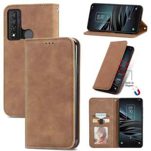 For TCL 20 XE Retro Skin Feel Magnetic Horizontal Flip Leather Phone Case(Brown)