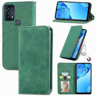 For TCL 20B Retro Skin Feel Magnetic Horizontal Flip Leather Phone Case(Green)