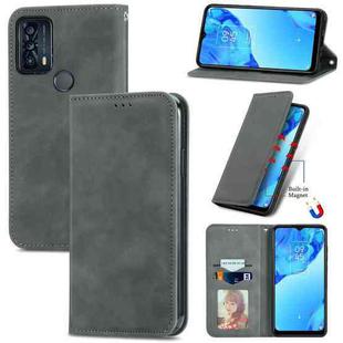 For TCL 20B Retro Skin Feel Magnetic Horizontal Flip Leather Phone Case(Gray)