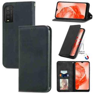 For TCL 205 Retro Skin Feel Magnetic Horizontal Flip Leather Phone Case(Black)