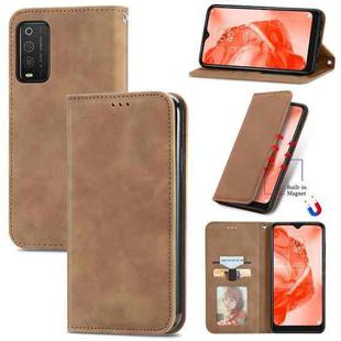 For TCL 205 Retro Skin Feel Magnetic Horizontal Flip Leather Phone Case(Brown)