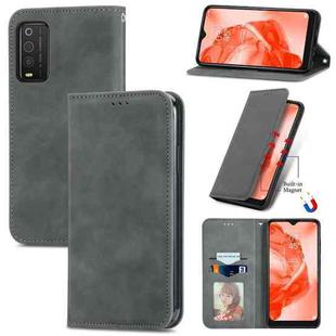 For TCL 205 Retro Skin Feel Magnetic Horizontal Flip Leather Phone Case(Gray)