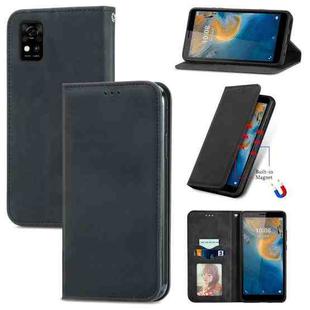 For ZTE Blade A31 Retro Skin Feel Magnetic Horizontal Flip Leather Phone Case(Black)