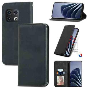 For OnePlus 10 Pro Retro Skin Feel Magnetic Horizontal Flip Leather Phone Case(Black)
