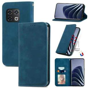 For OnePlus 10 Pro Retro Skin Feel Magnetic Horizontal Flip Leather Phone Case(Blue)