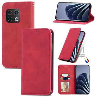 For OnePlus 10 Pro Retro Skin Feel Magnetic Horizontal Flip Leather Phone Case(Red)